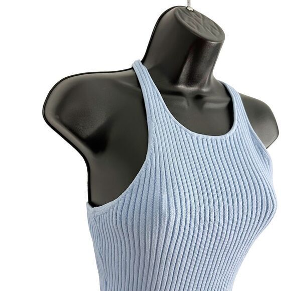 C/MEO Collective Cross‎ Back Cropped Tank Top Blue Red Small Preppy Sporty Chic - Picture 3 of 9